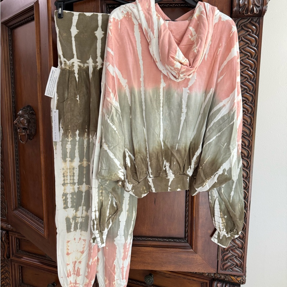 Young Fabulous & Broke Pink and Green Tie-Dye Hoodie - Picture 2 of 7